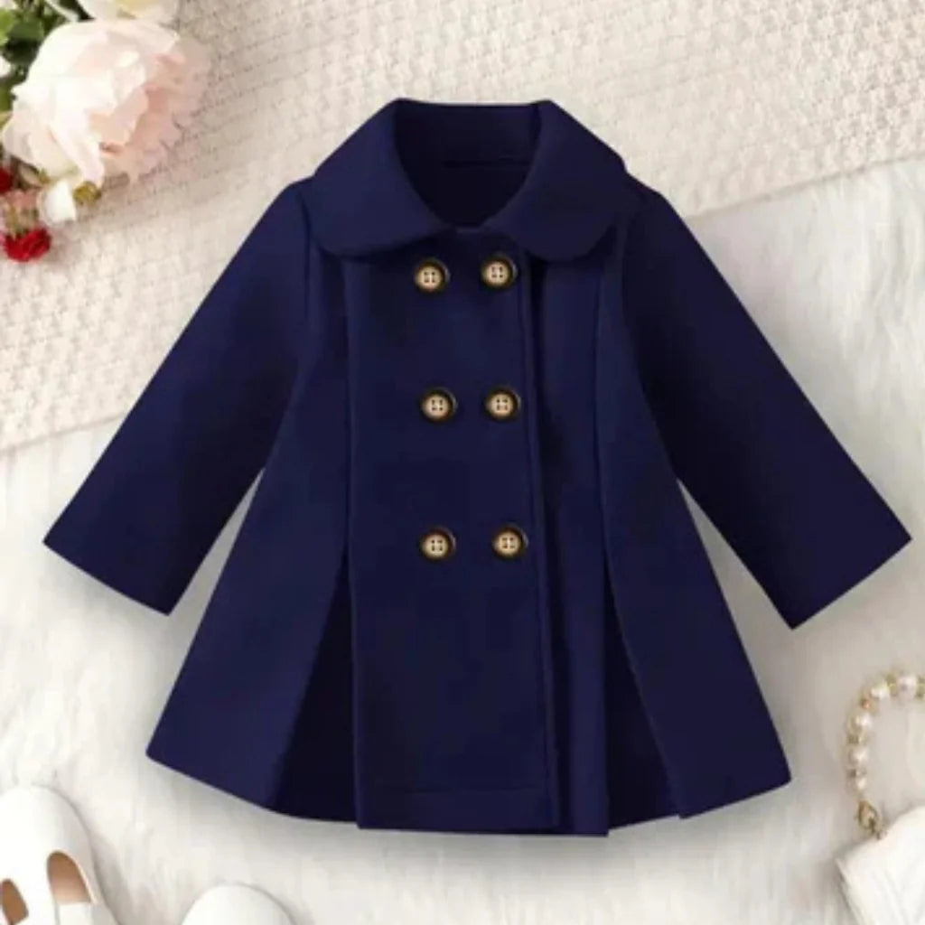 Elegant Navy Blue Girls Winter Coat