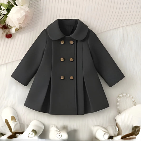 Elegant Charcoal Grey Princess Coat for Baby Girls