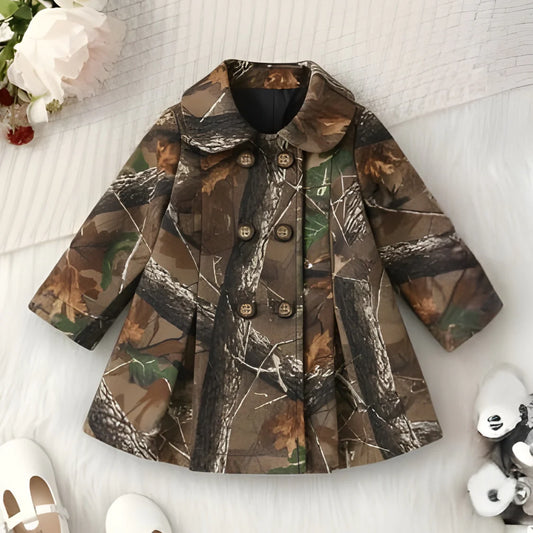 Army Green Princess Coat for Baby Girls