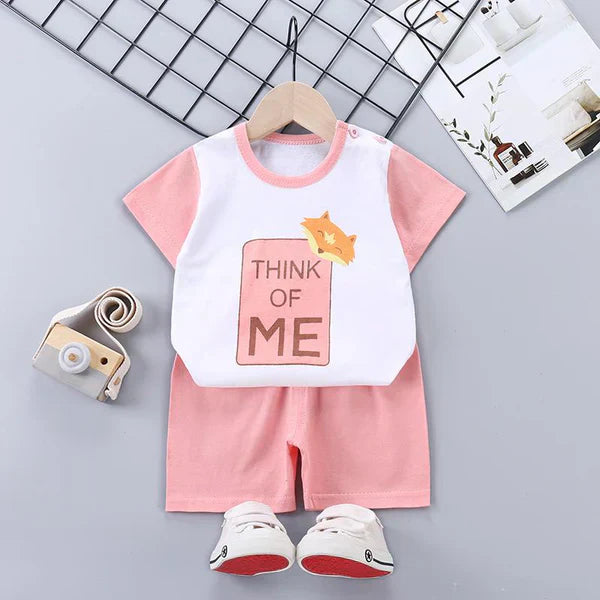 SZ 08 - THINK Of ME Print Kids Short Set Baby Pink