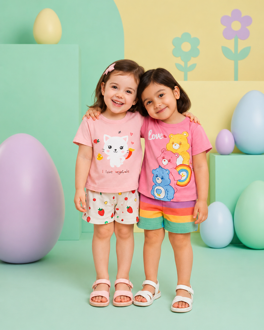 Toddler Girls Cute Cartoon Outfit Set (Pack of 2)