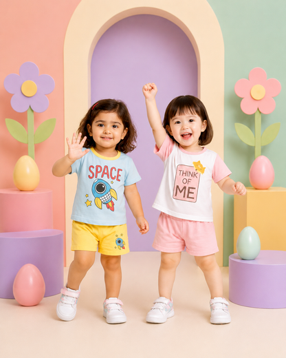 Toddler Unisex Cartoon Outfit Set (Pack of 2)