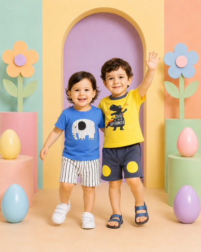 Toddler Boys Animal Print Summer Outfit Set (Pack of 2)