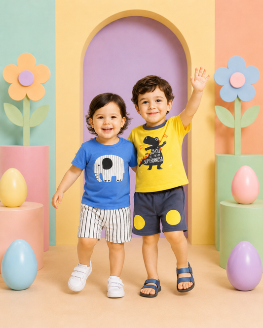 Toddler Boys Animal Print Summer Outfit Set (Pack of 2)