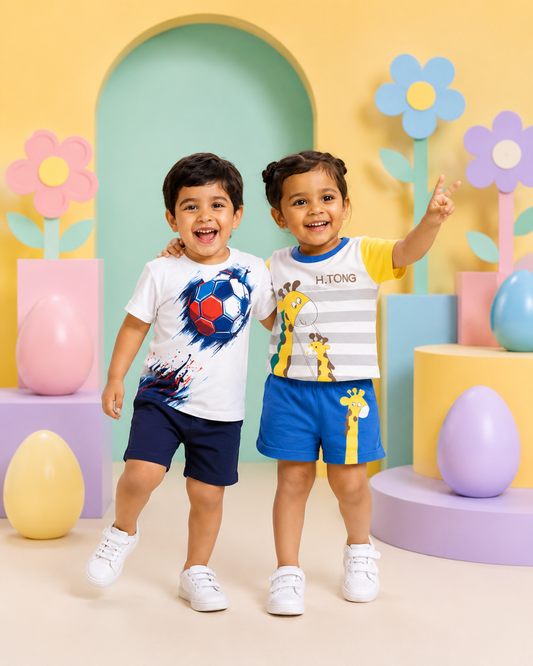 Toddler Boys Cotton T-Shirt & Shorts Set (Pack of 2)