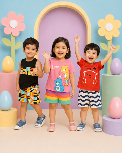 Cute Cartoon Printed Outfit for Boys & Girls (Pack of 3)
