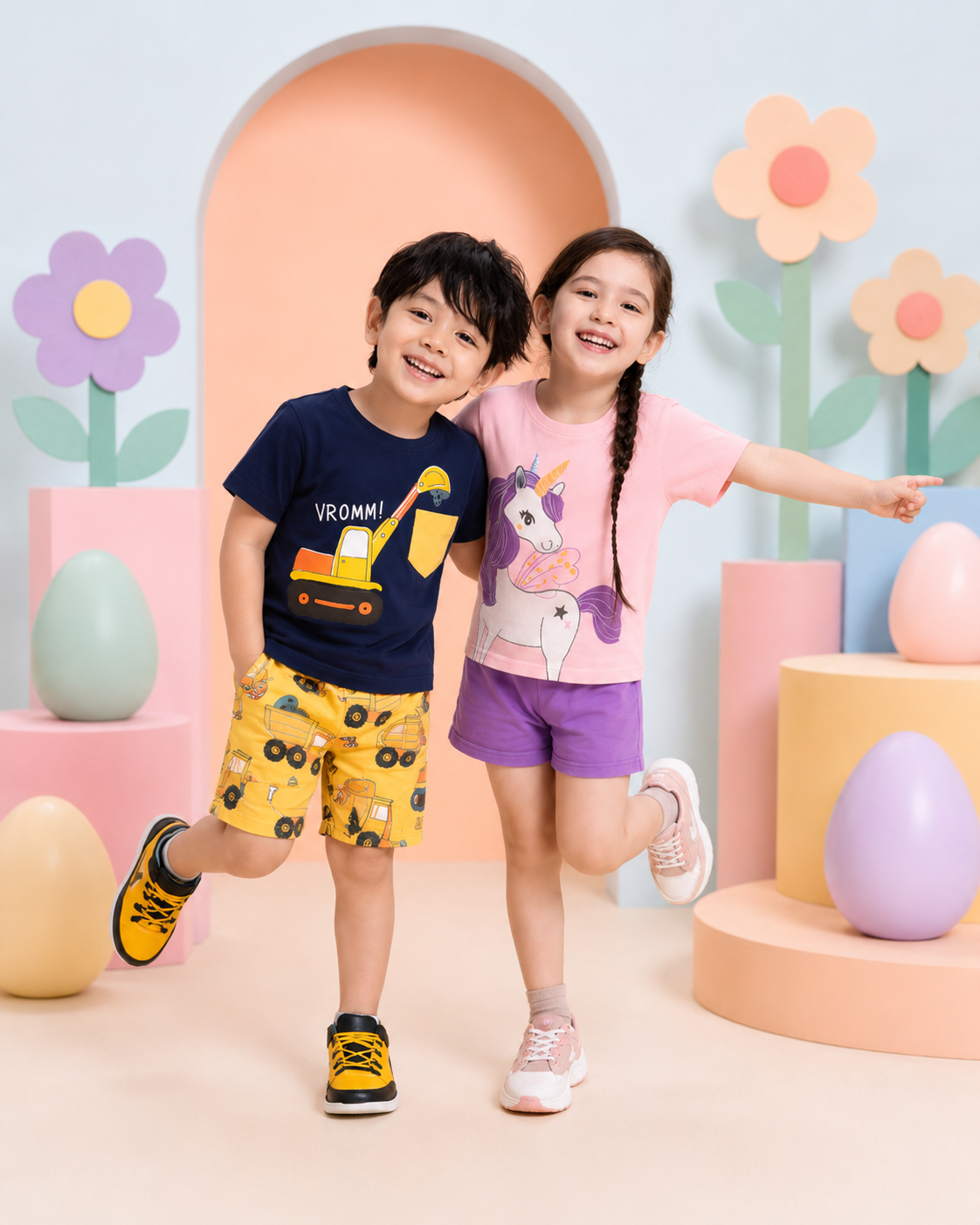 Kids Cotton T-Shirt & Shorts Set (Pack of 2)