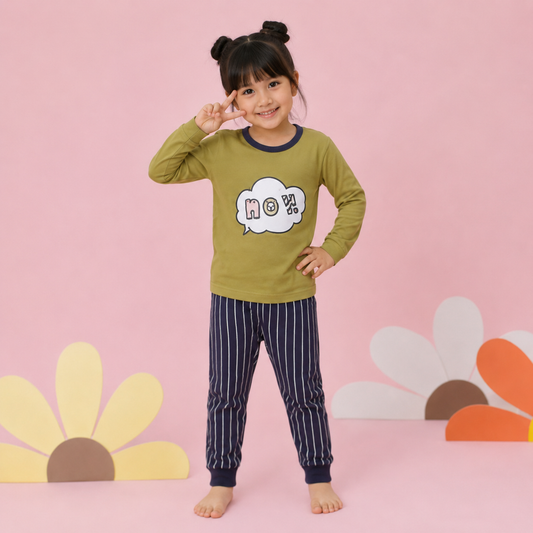 Full Sleeve T-Shirt & Striped Pajamas (Pack of 2)