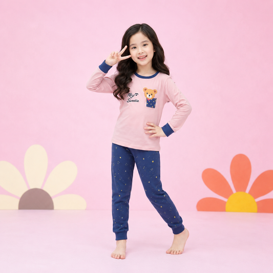 Matching Pink Top & Printed Pajamas for Boys and Girls (Pack of 2)
