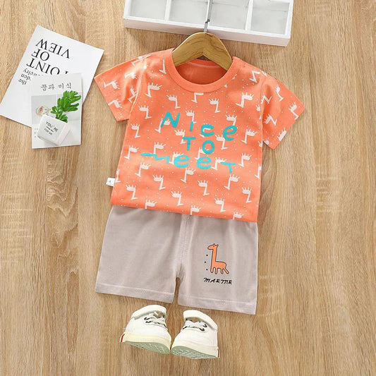 Nice to Meet Print Kinds Trendy Short Set