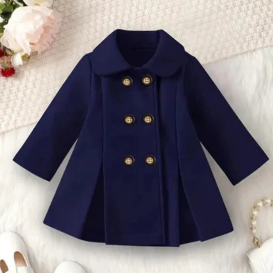 Elegant Navy Blue Girls Winter Coat