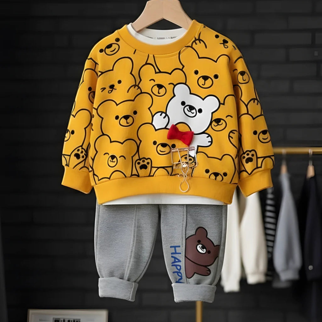 TEDDY KIDS PANEL TRACKSUIT Yellow & Grey