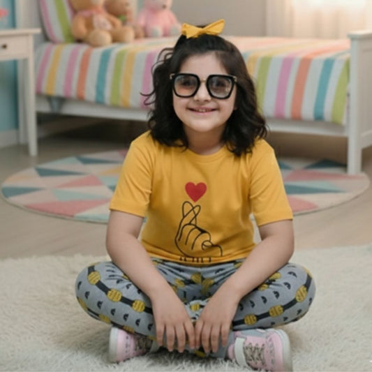 Baby Or Baba Yellow Hand Print Half Sleeves