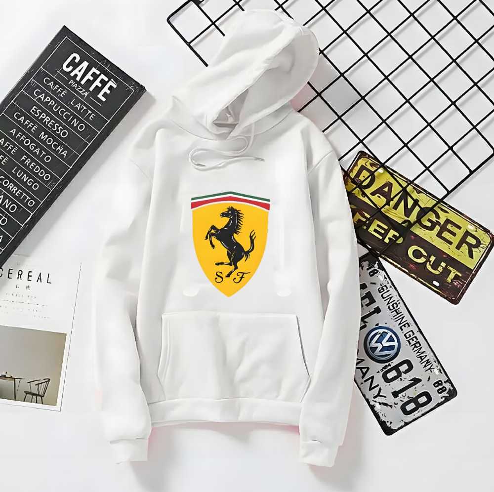 Ferrari Printed Hoodie For Men & Boys Printed Kangaroo Hoodie Pocket Drawstring Pullovers Clothing Long Sleeves Export Quality Winter Wear