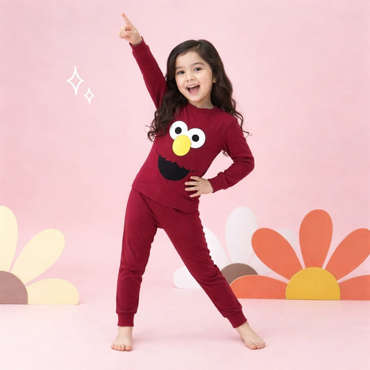 Adorable Elmo Kids Pajama Set:  Red Long Sleeve Shirt & Pants for Boys and Girls