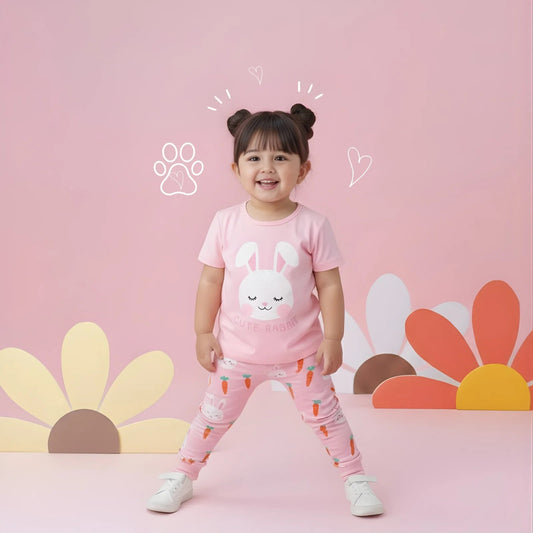 Pink T-Shirt & Pants with Carrot Print