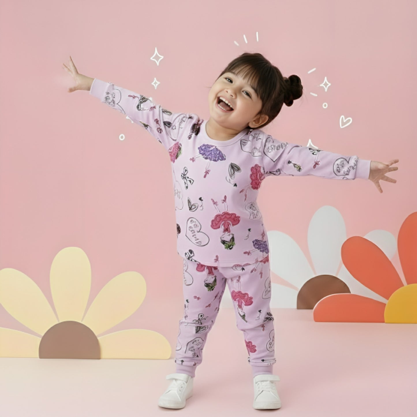 Floral and Ballet Kids Pajama Set