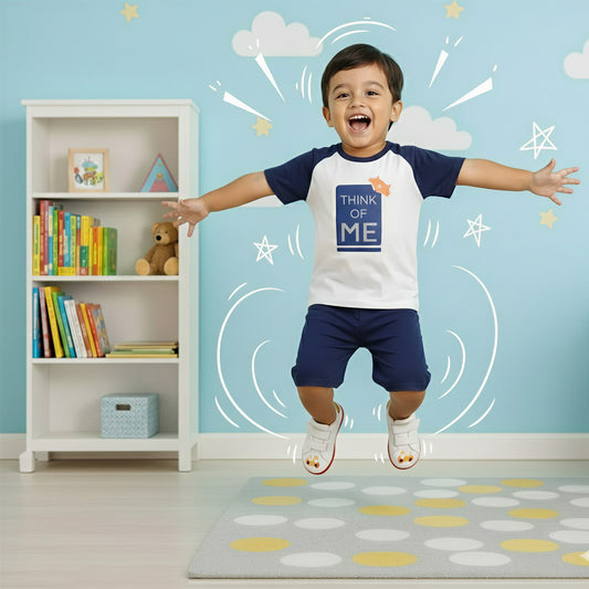 Boys “Think of Me” Printed T-Shirt with Navy Shorts