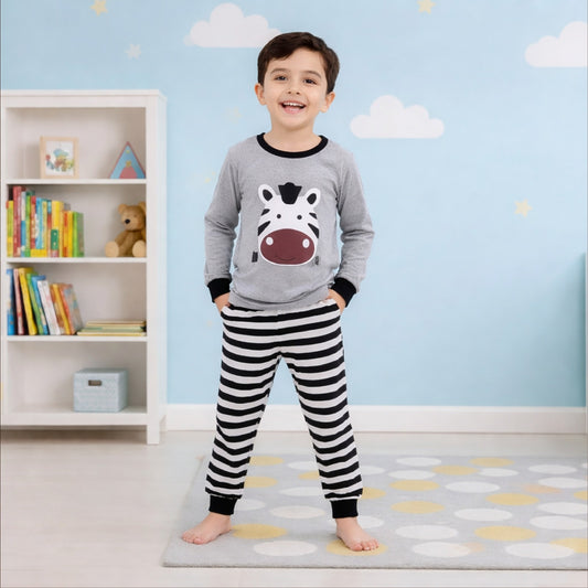 Cute Zebra Print Full Sleeve Pajama Set