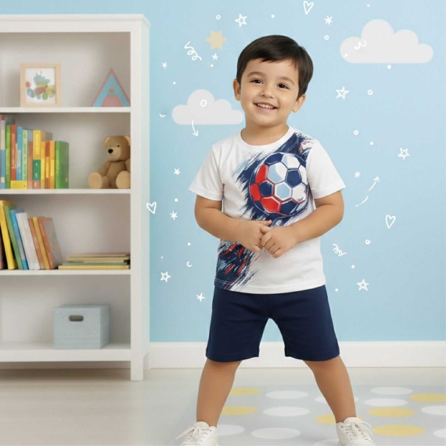 Boys Football Print Summer Set