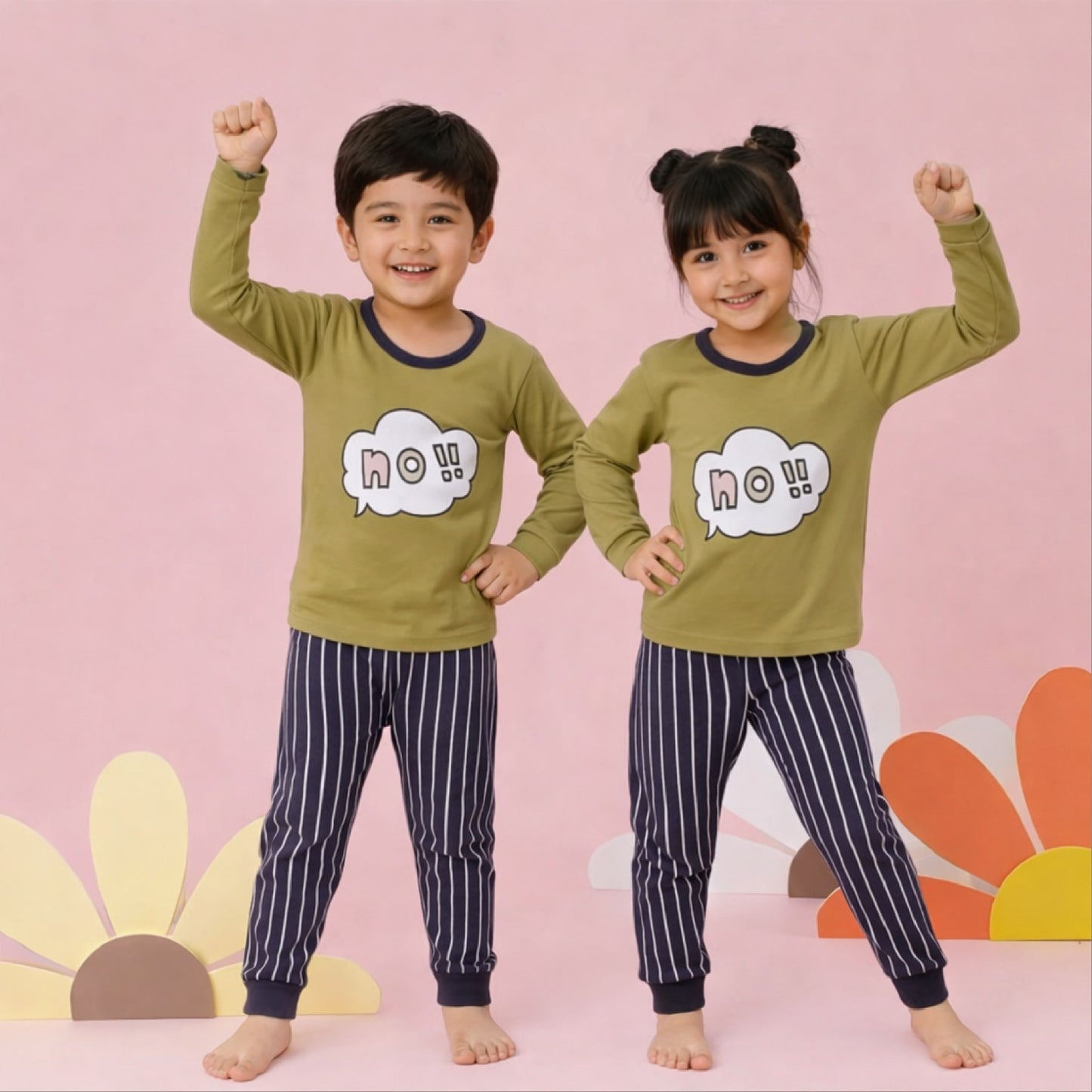 Full Sleeve T-Shirt & Striped Pajamas (Pack of 2)