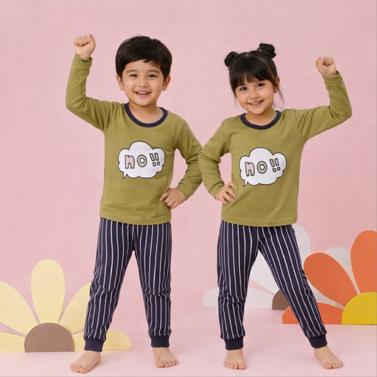Full Sleeve T-Shirt & Striped Pajamas (Pack of 2)