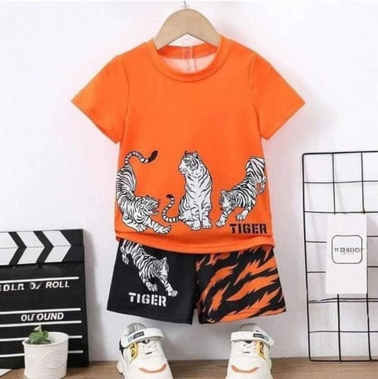 3 Tiger Printed Kids Short Wear