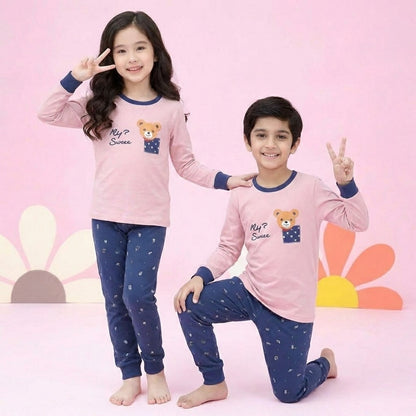 Matching Pink Top & Printed Pajamas for Boys and Girls (Pack of 2)