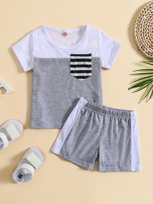 Gray Pocket Print Kids Short