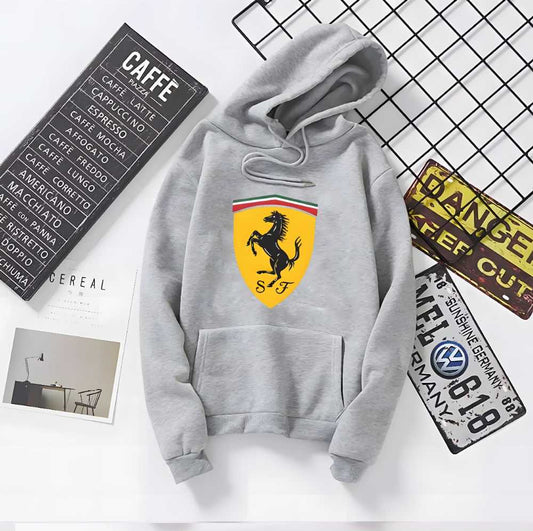 Ferrari Printed Hoodie For Men & Boys Printed Kangaroo Hoodie Pocket Drawstring Pullovers Clothing Long Sleeves Export Quality Winter Wear