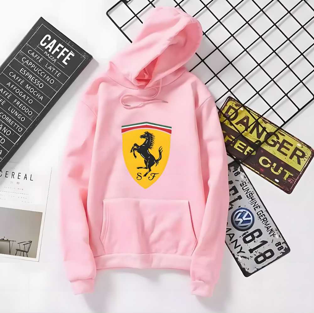 Ferrari Printed Hoodie For Men & Boys Printed Kangaroo Hoodie Pocket Drawstring Pullovers Clothing Long Sleeves Export Quality Winter Wear