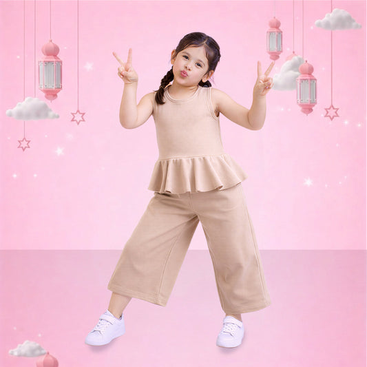 Beige Breeze Peplum CoOrd Set