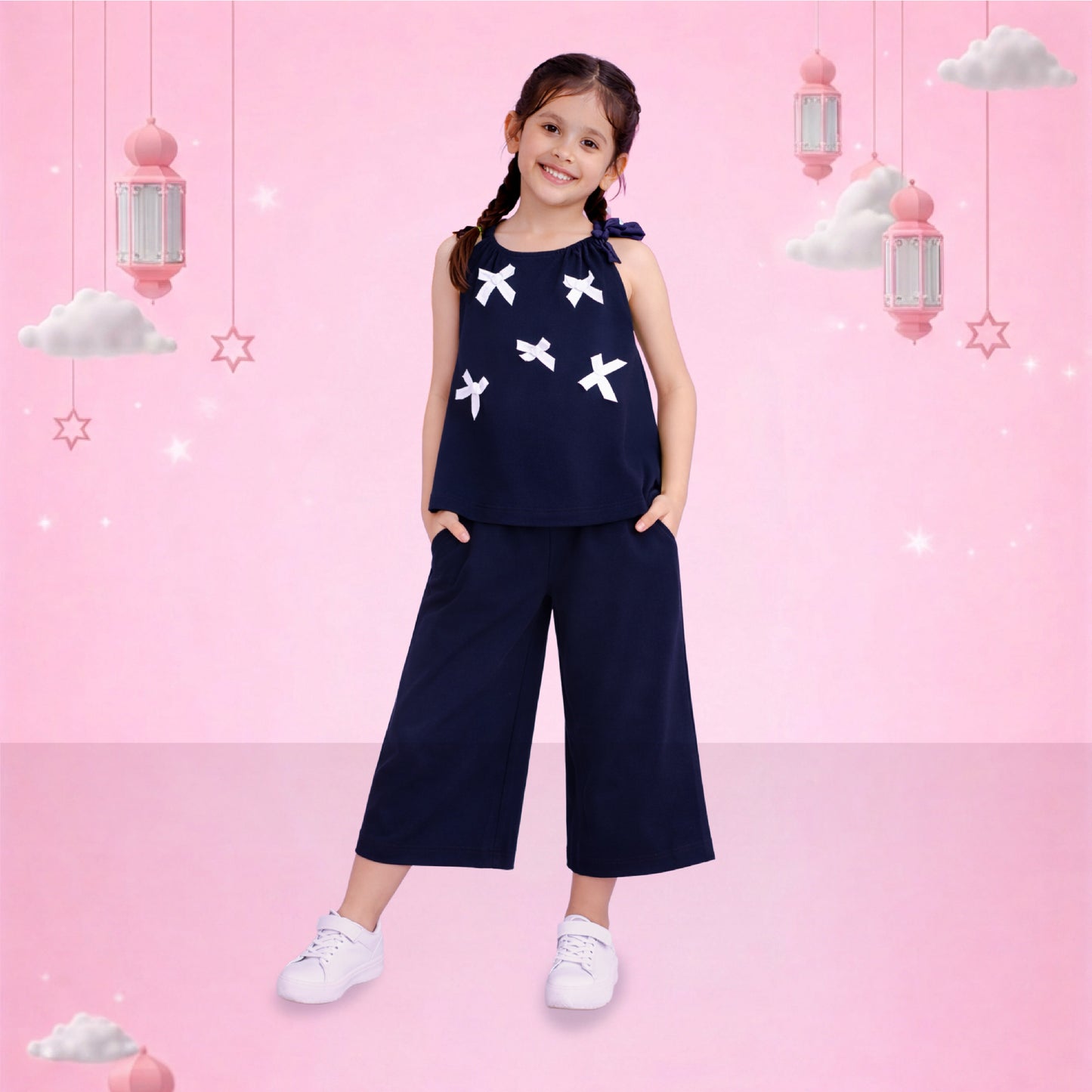 Navy Star Bow Co Ord Set