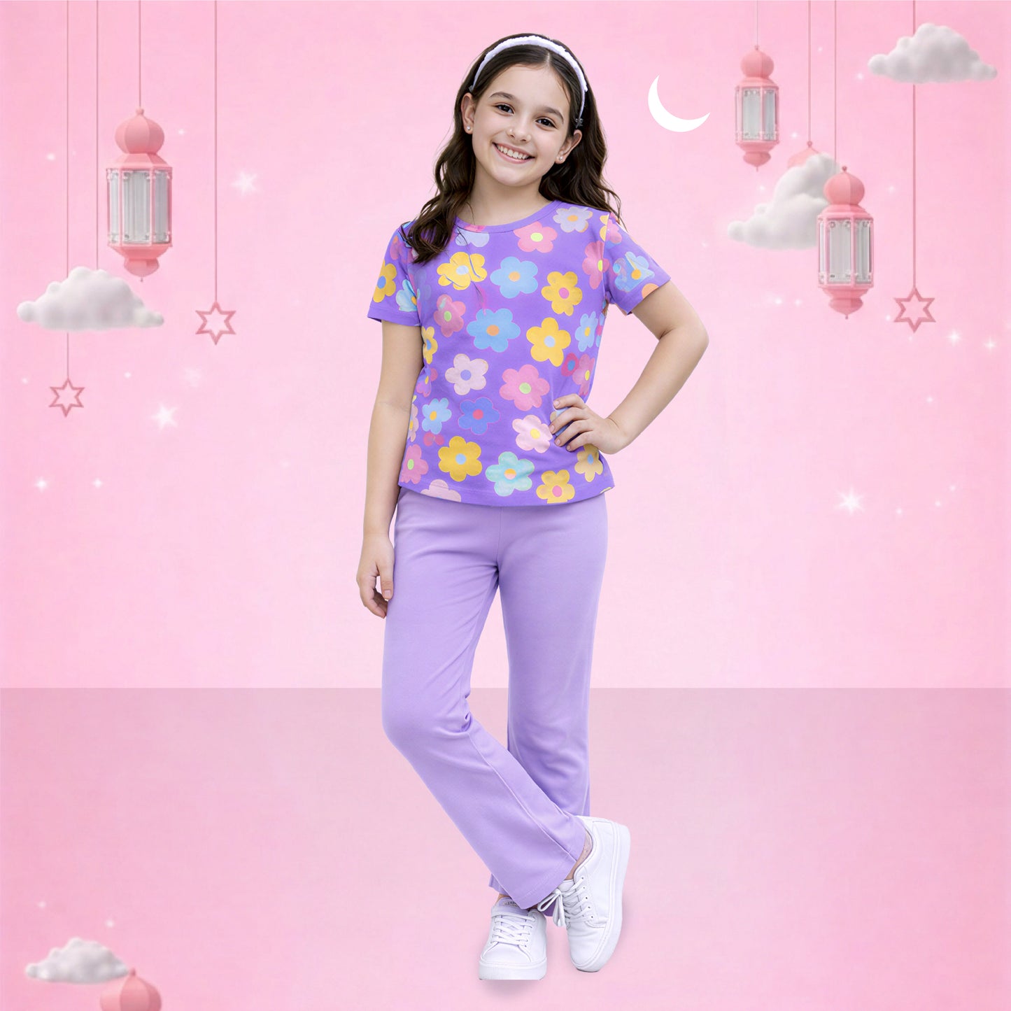 Purple Petals Casual Outfit