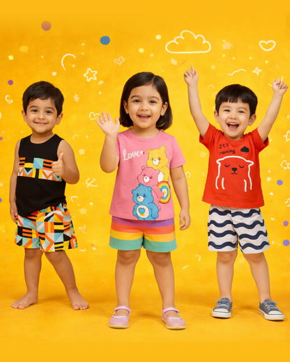 Cute Cartoon Printed Outfit for Boys & Girls (Pack of 3)