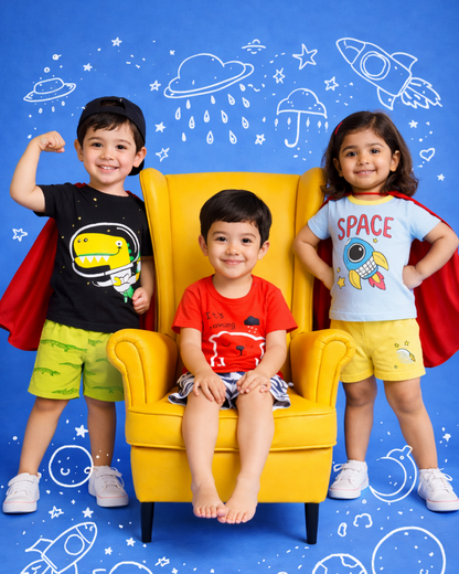 Toddler Cartoon T-Shirt & Shorts Set (Pack of 3)