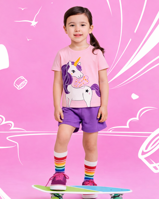 Toddler Girls Cotton T-Shirt & Shorts Set