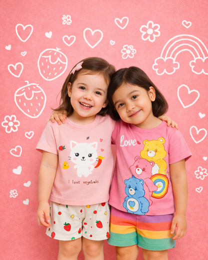 Toddler Girls Cute Cartoon Outfit Set (Pack of 2)