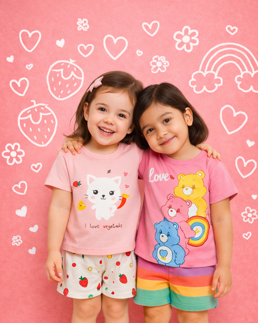 Toddler Girls Cute Cartoon Outfit Set (Pack of 2)